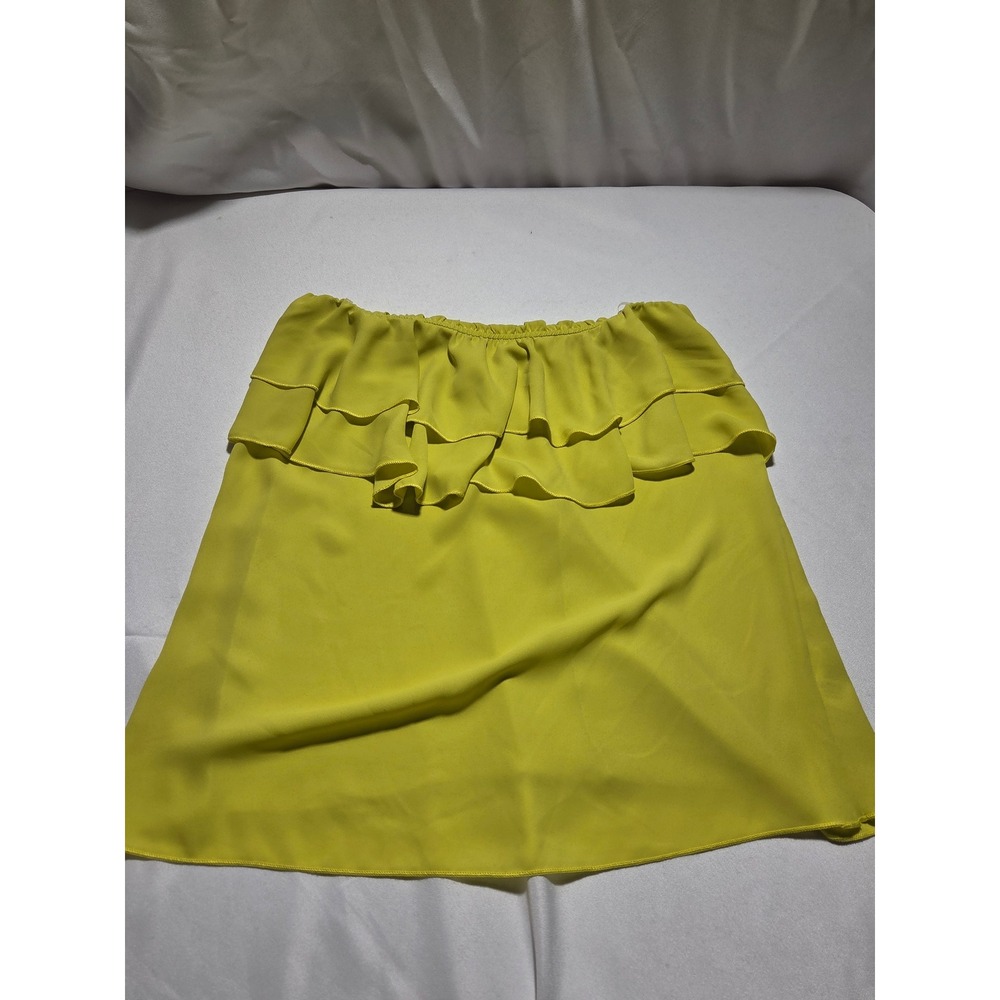 Yoo‎ n Me Lime Yellow Ruffle Strapless Tiered Blouse Top Skirt